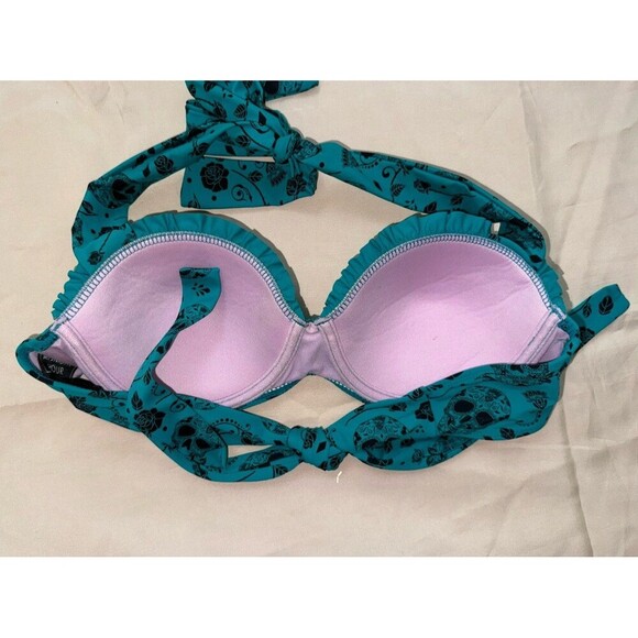 Midnight Hour Sugar Skulls and roses halter bikini top - Picture 5 of 6